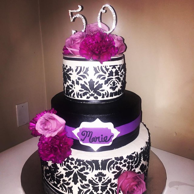 Damask 3 Tier Cake by 3 Sister Sweets & Treats