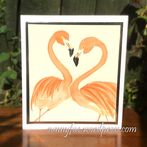 card made with flamingos watercolour #worldwatercolourmonth