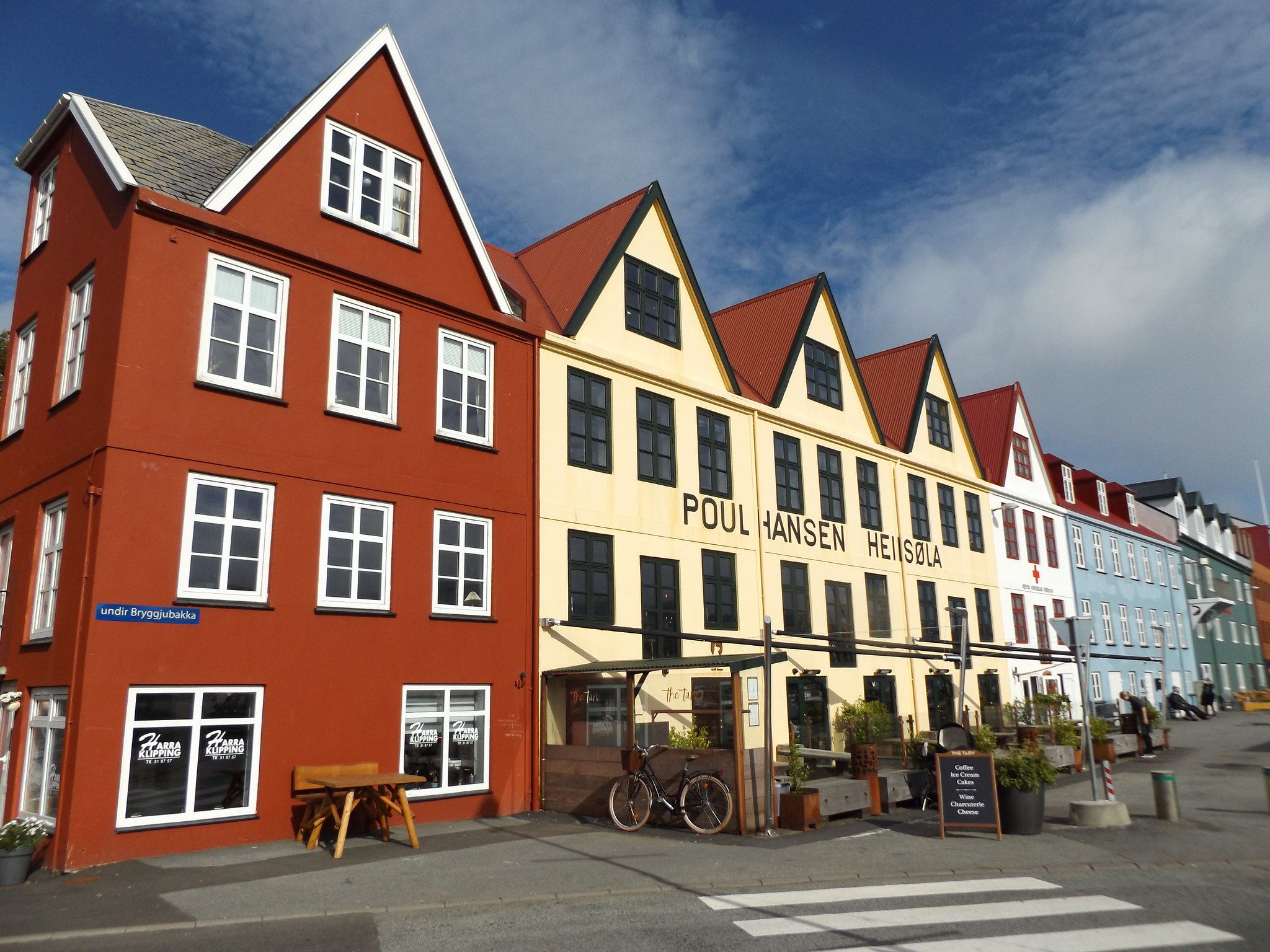 Buildings in undir Bryggjubakka, Tórshavn, Faroe Islands, 12 July 2018