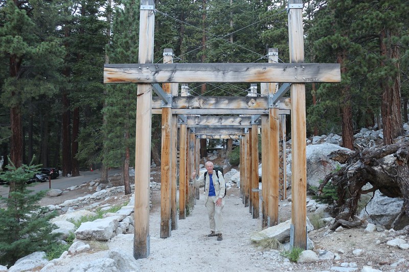 I posed for a photo at the official Whitney Portal Gateway on the Mount Whitney Trail