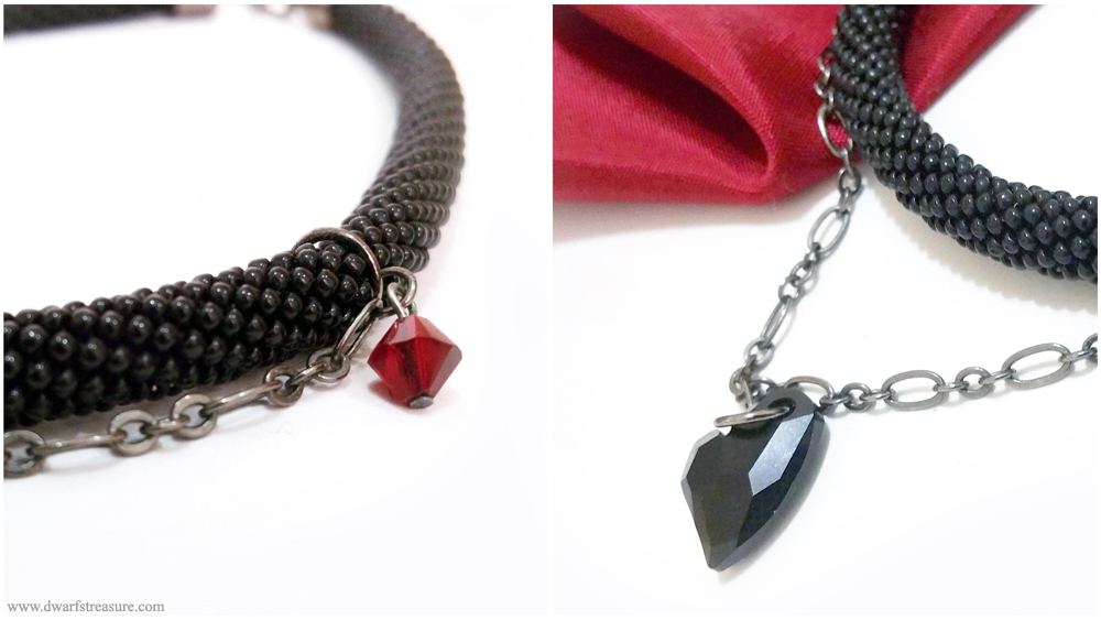 classy beaded glass statement necklace with swarovski beads