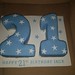 Blue 21st numbered birthday cake