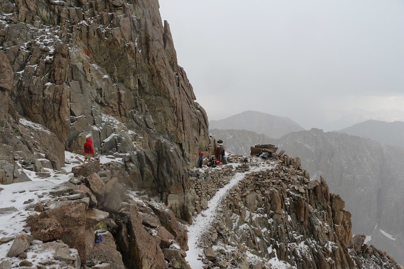 We arrive back at Trail Crest and our extra gear as the hail begins to let up, on the John Muir Trail