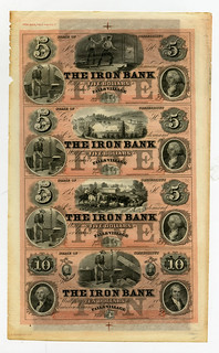 Lot 581. Iron Bank, 1850-60's Uncut Full Color Obsolete Sheet of 4 Notes