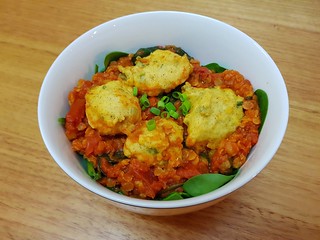 Curried Tomato Stew with Chickpea Dumplings