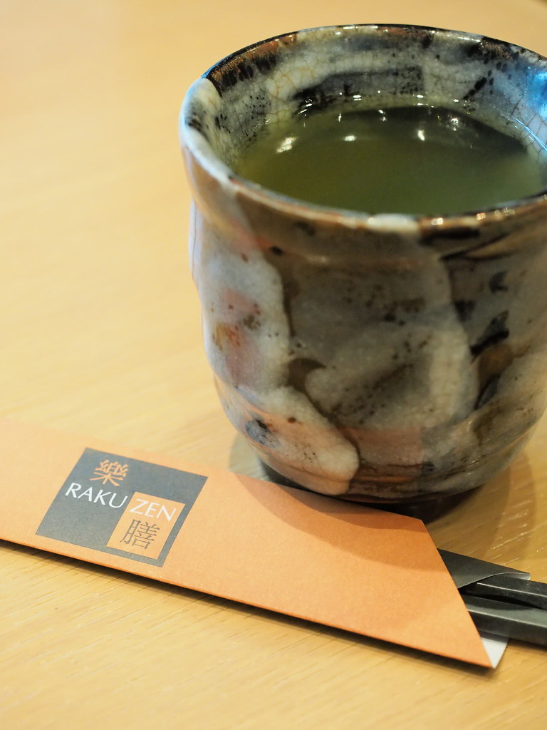 A cup of green tea is free at Rakuzen Japanese Restaurant