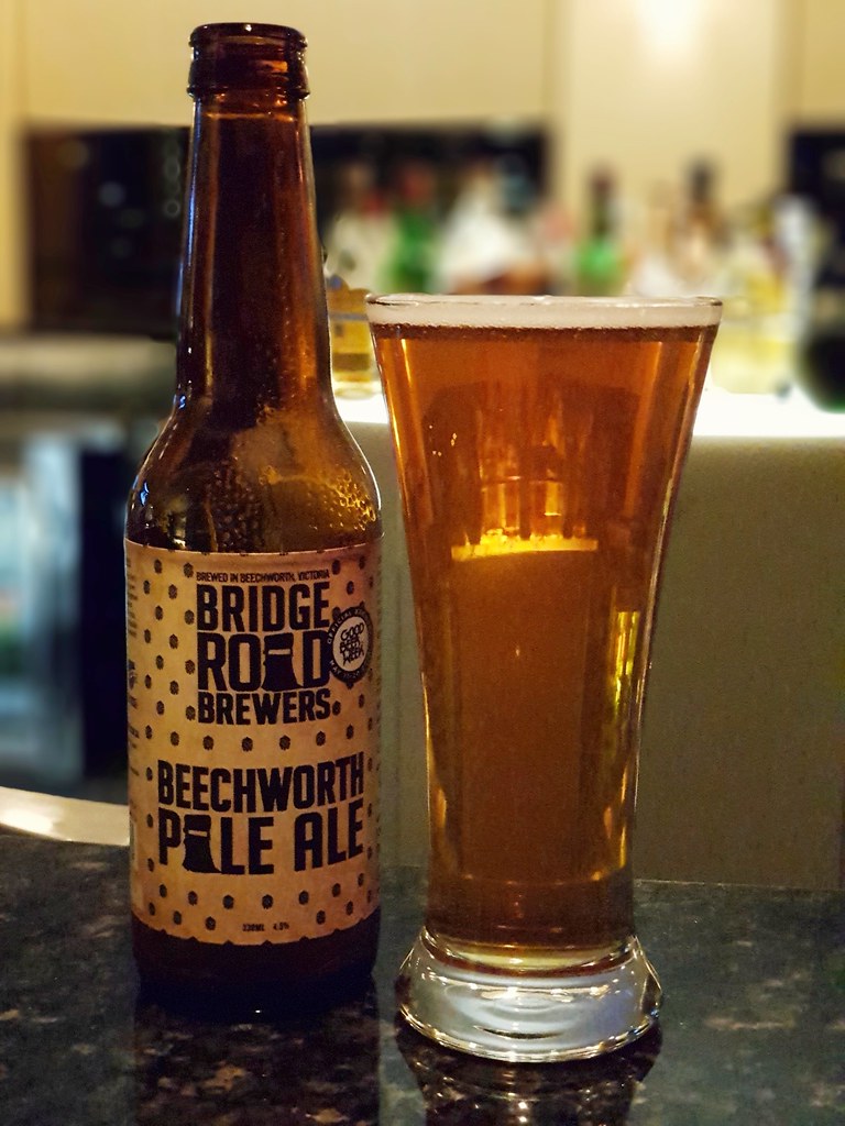 Beechworth Pale Ale by Bridge Road Brewers 330ml 4.8%ABV AUD$9 at  Wood Cafe @ Park view hotel St.Kilda CBD Melbourne Australia