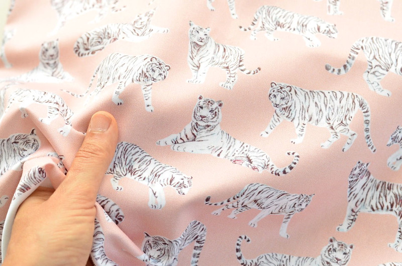 Bengal Tiger Fabric Printed Organic Cotton Sateen  - 2