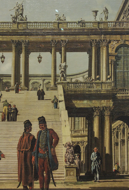 Detail - Veduta Ideale with Palace Staircase, Canaletto, 1762