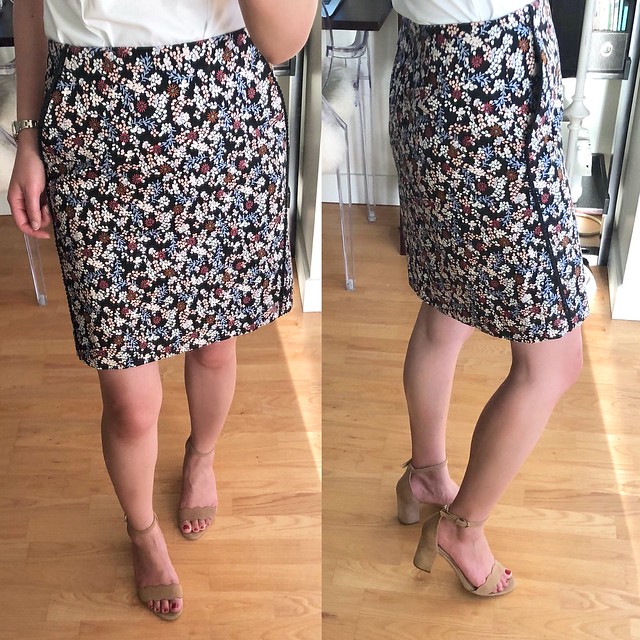 LOFT Floral Lacy Pocket Shift Skirt, size 0P