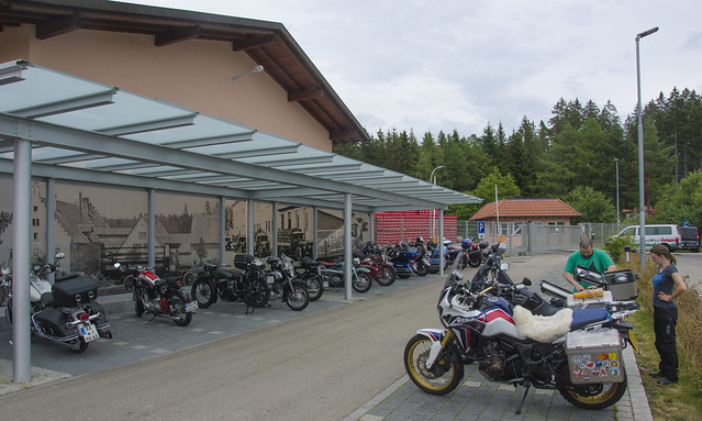 Bikes at the Rothaus brewery, Germany.