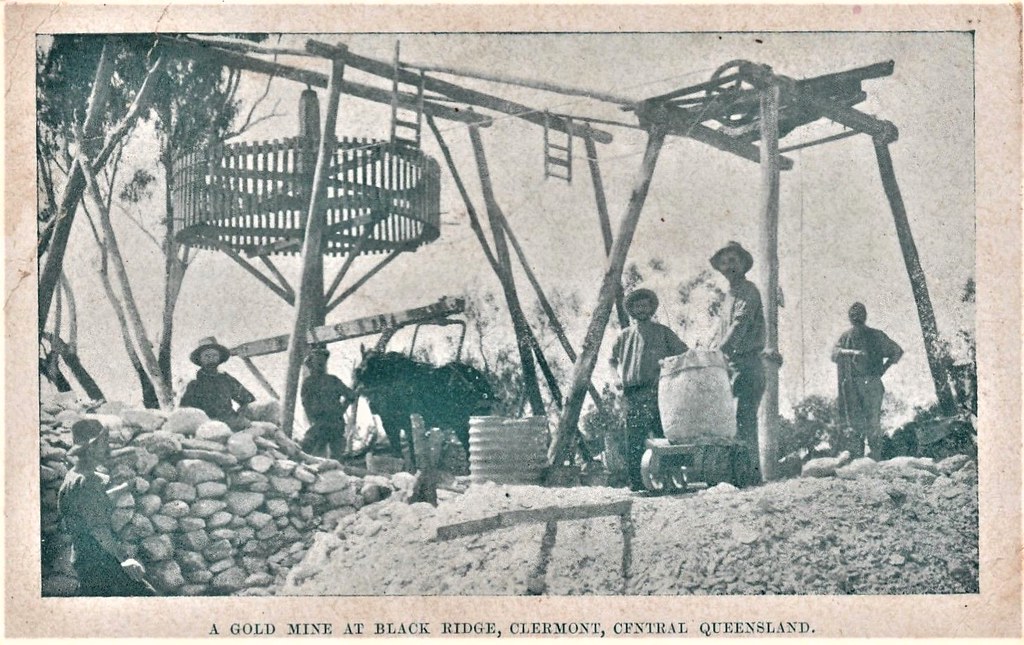 Gold mine at Black Ridge, Clermont, Qld - circa 1908