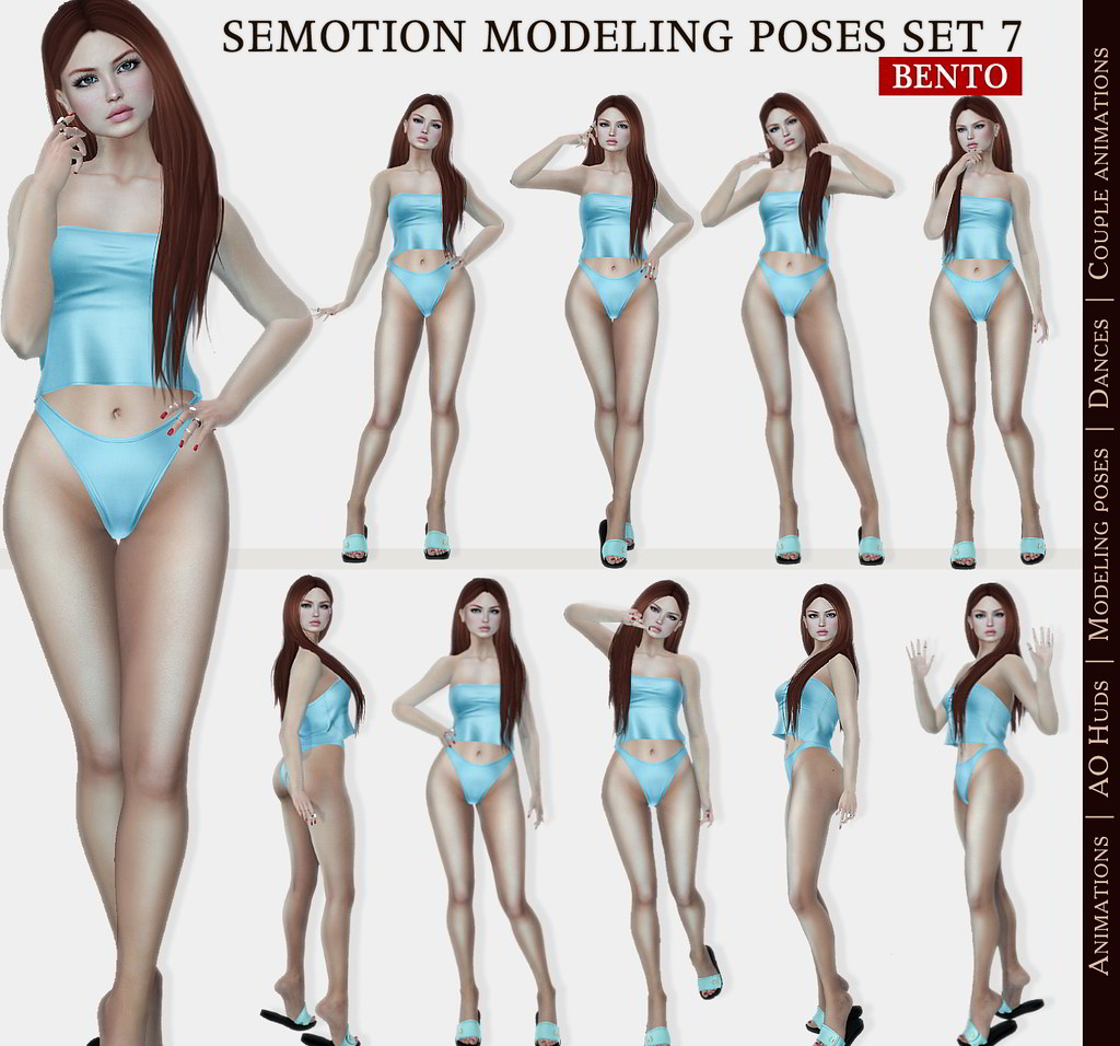 SEmotion Female Bento Modeling poses Set 7 - 10 static poses - TeleportHub.com Live!