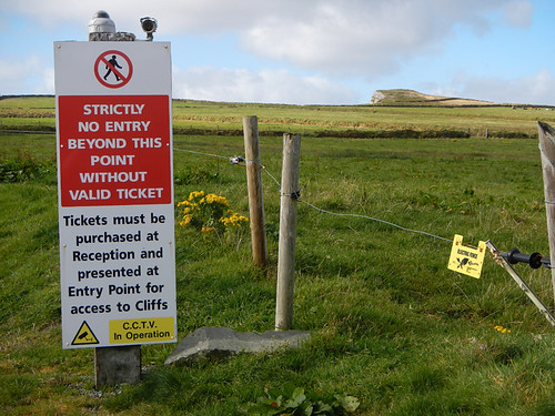 Sign leading to 'Kerry's Most Spectacular Cliffs' in Ireland