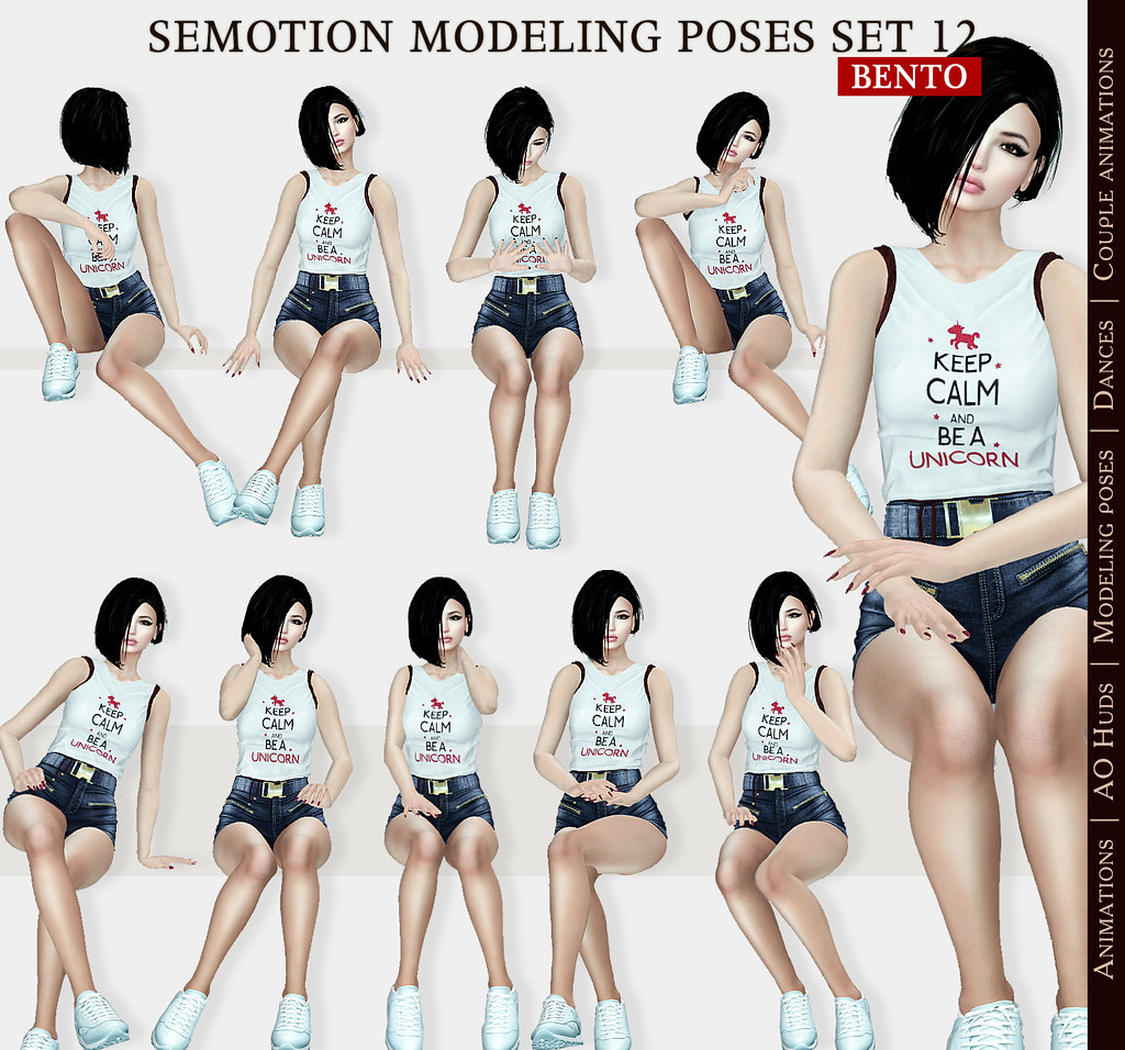 SEmotion Female Bento Modeling poses Set 12 - 10 static poses - TeleportHub.com Live!