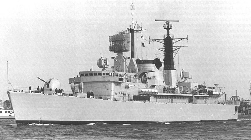 The Argentine destroyer ARA Santísima Trinidad landed Special Forces south of Stanley at the start of the Falklands War, April 2, 1982.