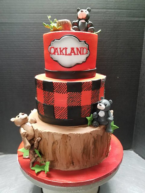 Bears and Plaid Baby Shower Cake by Dough Boys Cakes & Catering