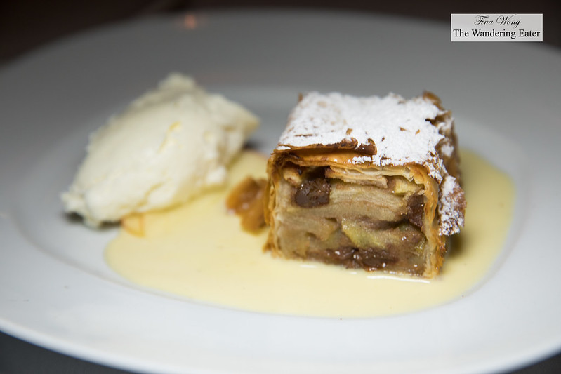 Apple strudel, creme anglaise and schlag