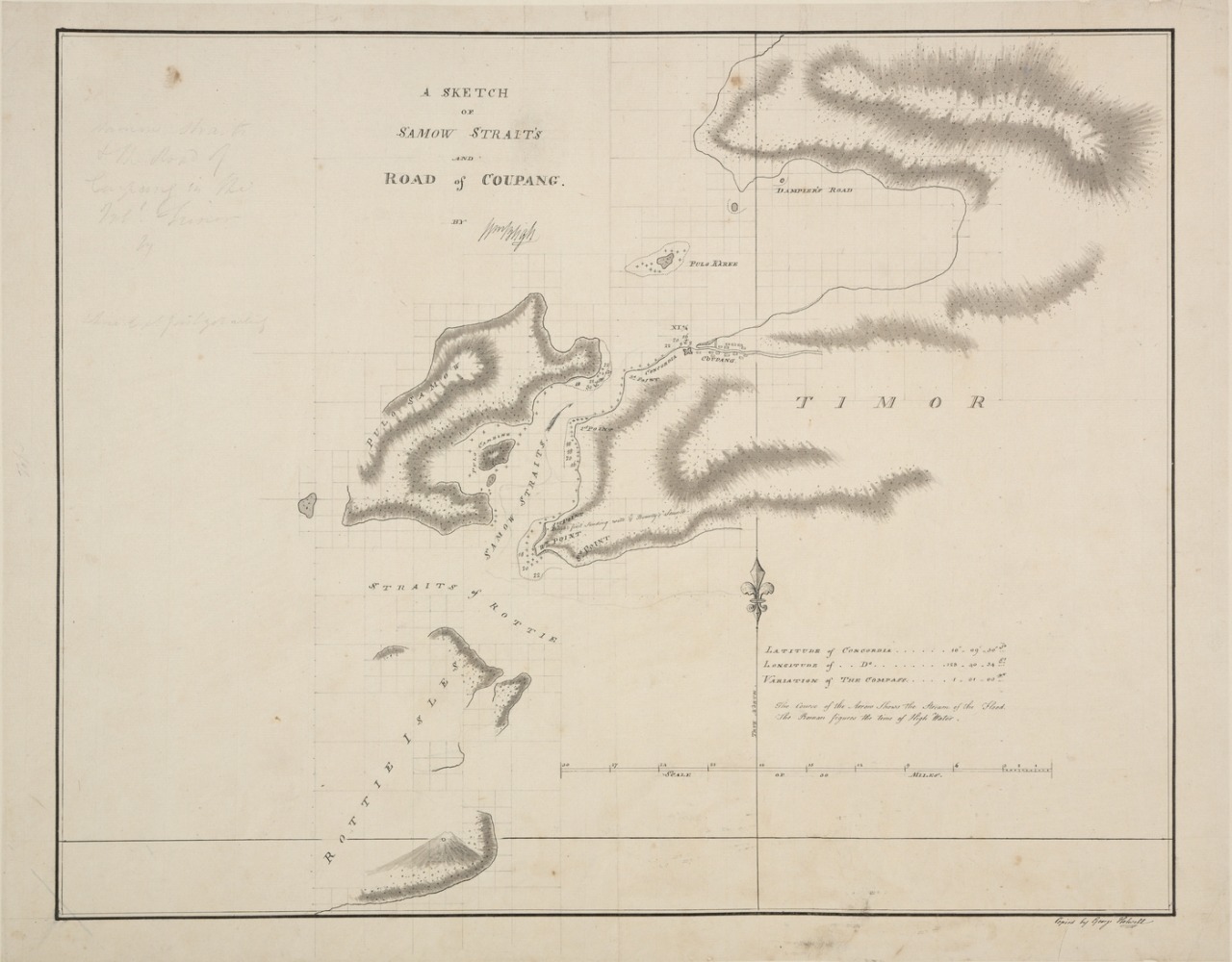 Sketch of Coupang harbor by William Bligh