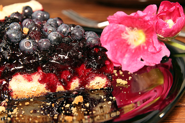 Slice of bilberry cake