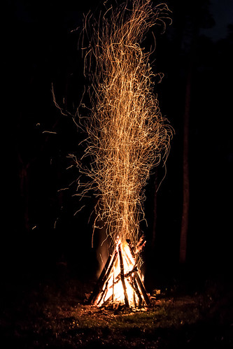fire bonfire sparks trails night pyro pyrotechnics
