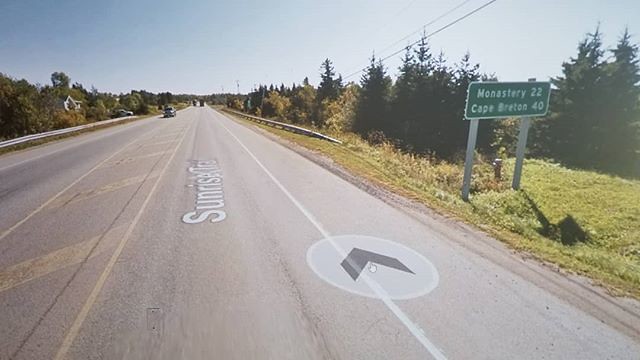 Monastery 22km, Cape Breton 40 km. #Ridingthroughwalls #xcanadabikeride #googlestreetview #novascotia