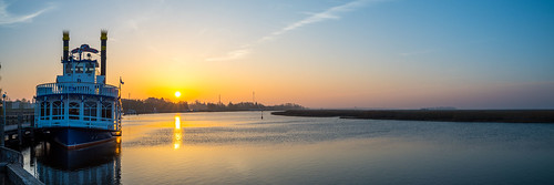 sunrise zingst harbour mecklenburgvorpommern landscape panorama sun boat sky