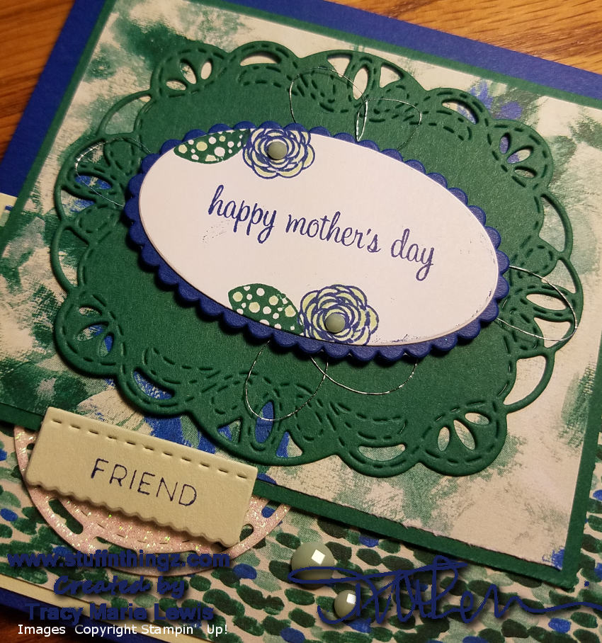 Blue And Green Mother's Day Card Close Up | Tracy Marie Lewis | www.stuffnthingz.com