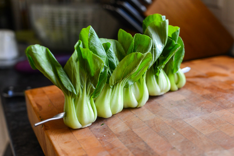 Grilled Bok Choy with Ginger-garlic Dressing