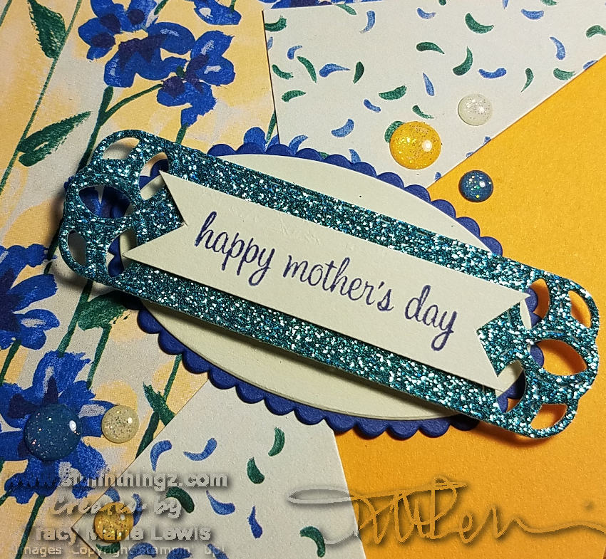 Blue, Green and Yellow Mother's day card close up | Tracy Marie Lewis | www.stuffnthingz.com