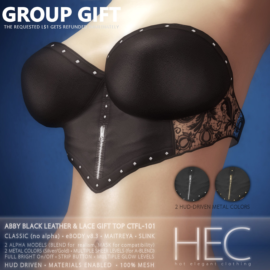 HEC (GROUP GIFT) • ABBY Black Letaher & Lace GIFT Top CTFL-101