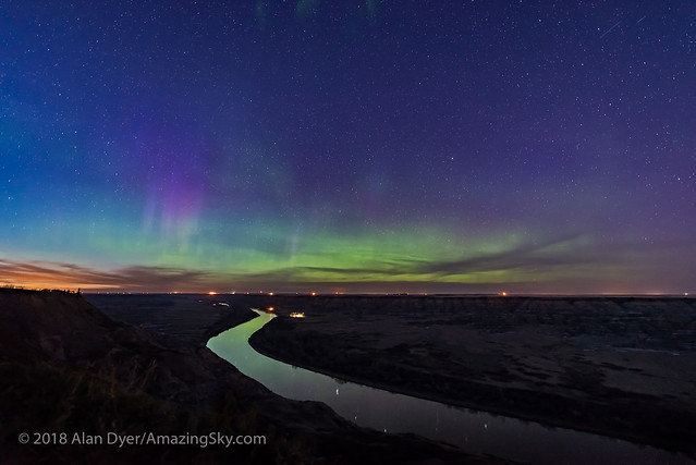 Aurora in Twilight over Red Deer River