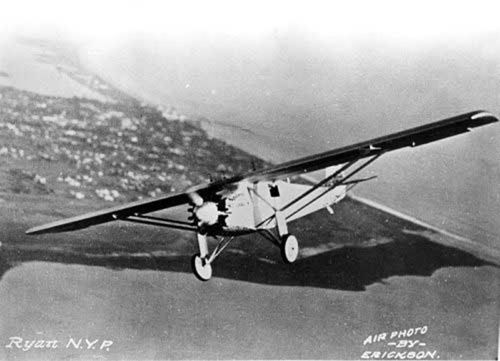 Spirit of St. Louis airborne, circa 1927.