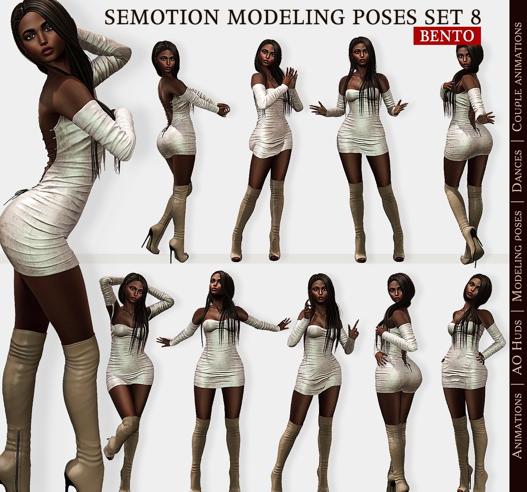 SEmotion Female Bento Modeling poses Set 8 - 10 static poses - TeleportHub.com Live!