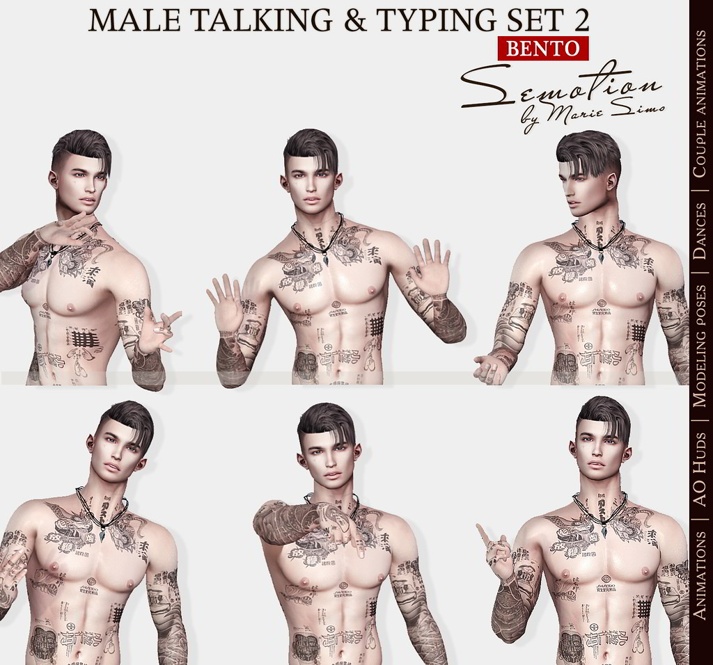 SEmotion Male Bento Talking & Typing Set 2 – 5 animations