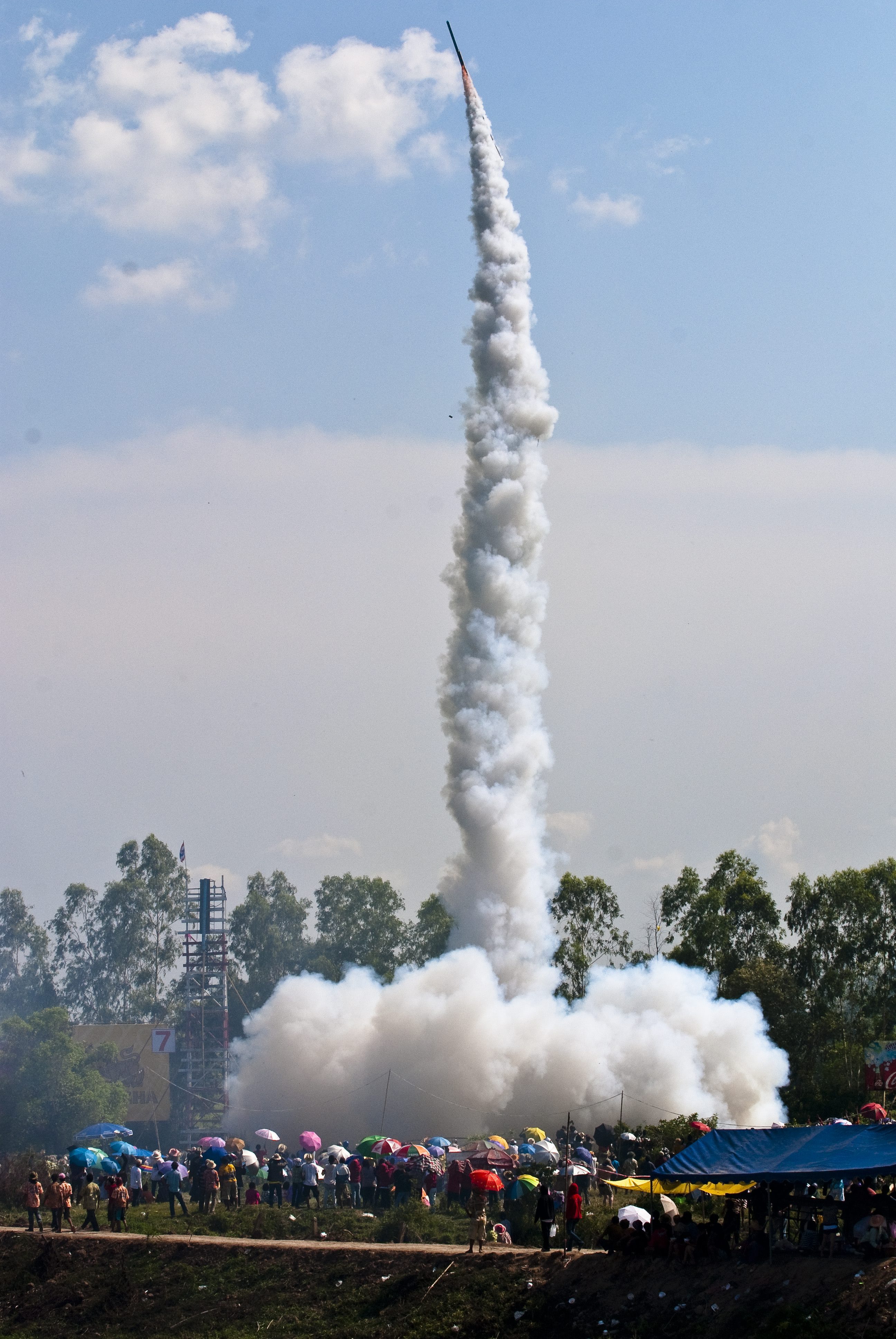 Rocket launch at Yasothon, Thailand. Photo taken on May 10, 2009.