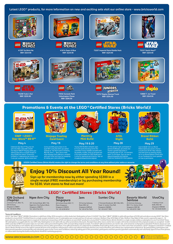 LEGO Certified Store Calendar May 2018