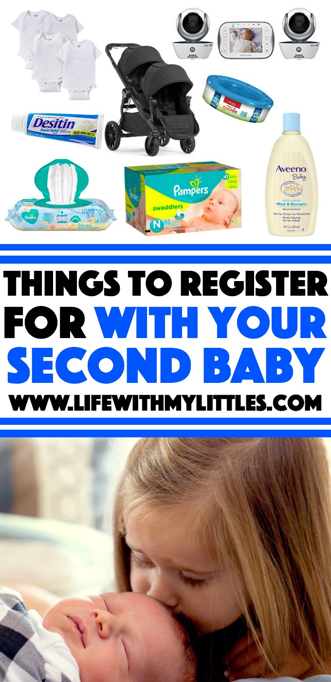 Not sure what things to register for with your second baby? Check out this helpful list! Great suggestions for second-time moms!