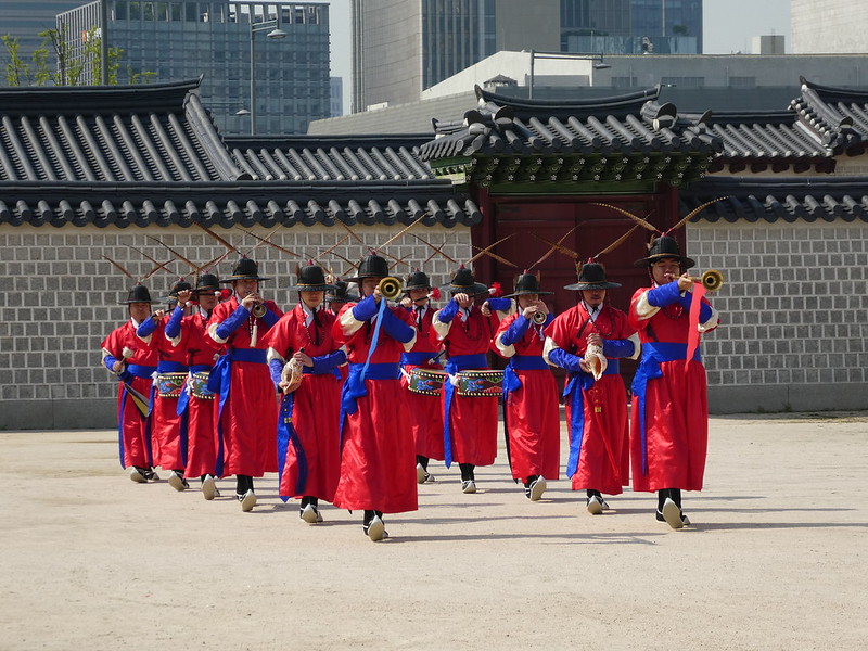 The Royal Changing of the Guard Practice at Gyeongbokgung Palace, Seoul 