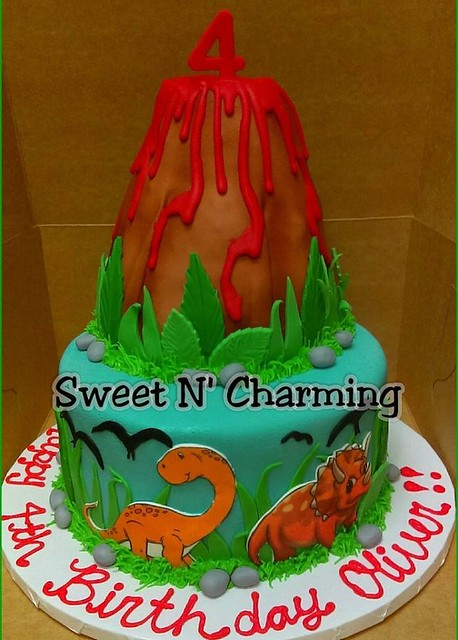 Dino Volcano Cake by Sweet N' Charming Cakes