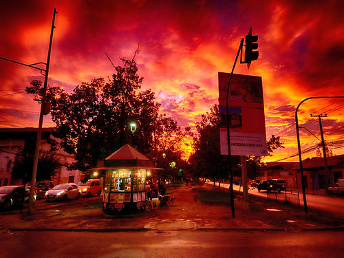 red fire sunset city cityscape beauty