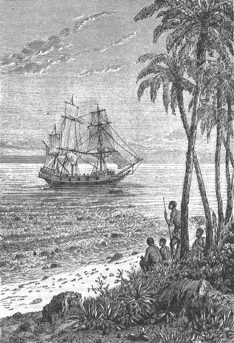 Illustration by Leon Bennett published in Mutineers of the Bounty by Jules Verne.