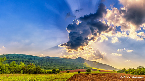 2018 landscape panorama resco smedovpeak smedovets varbovchets afternoon bushes clouds day forest grass green hill latespring lighttrail mountain nature shrubs sky skylight summer sunset