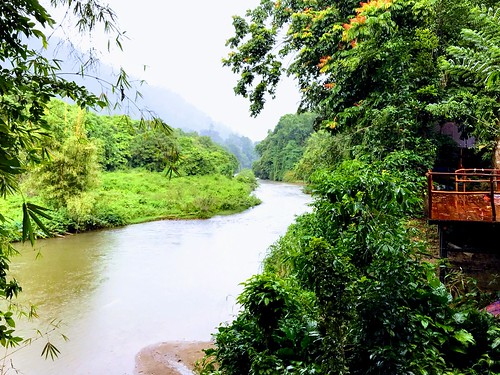 serene calm greenery mountain srilanka forest clouds water river