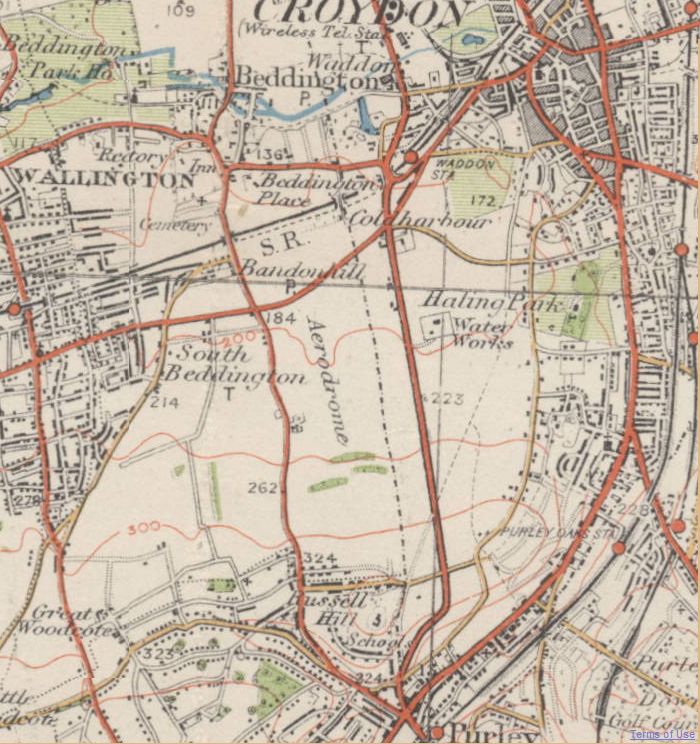 The area surrounding Croydon Airfield, South London, during the 1920s or 1930s