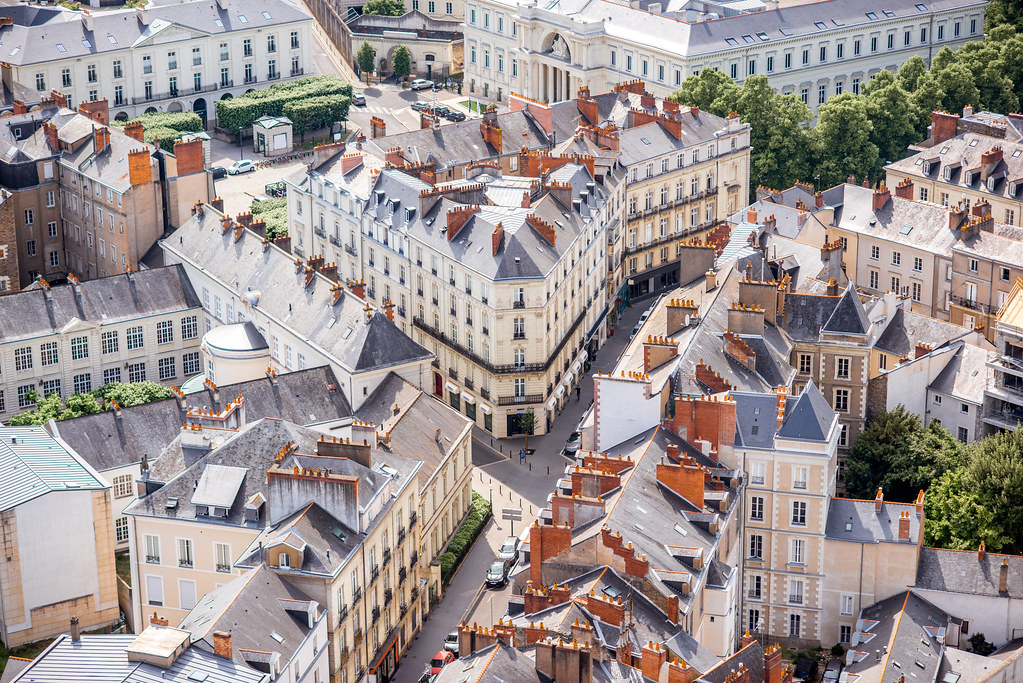 Vue aérienne sur la ville de Nantes