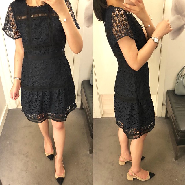 Ann Taylor Mixed Lace Flare Dress, size 0P