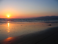 Santa Monica Beach at sunset