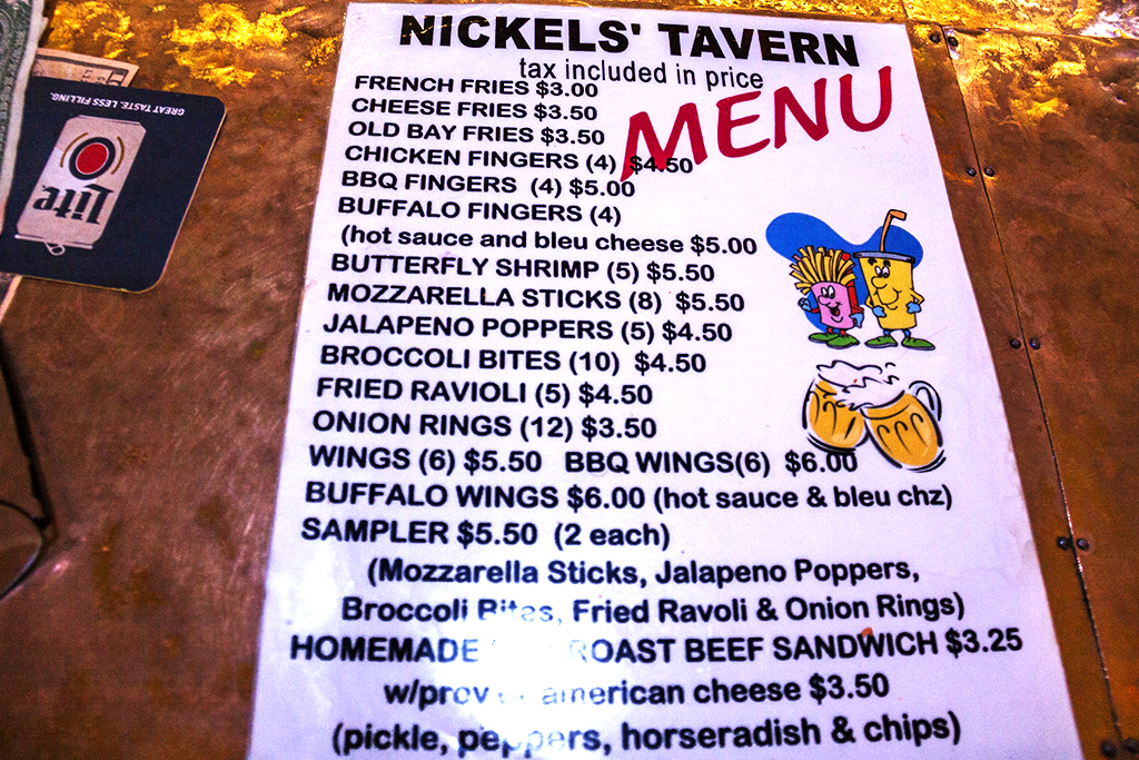 Menu at Nickel's--South Philly