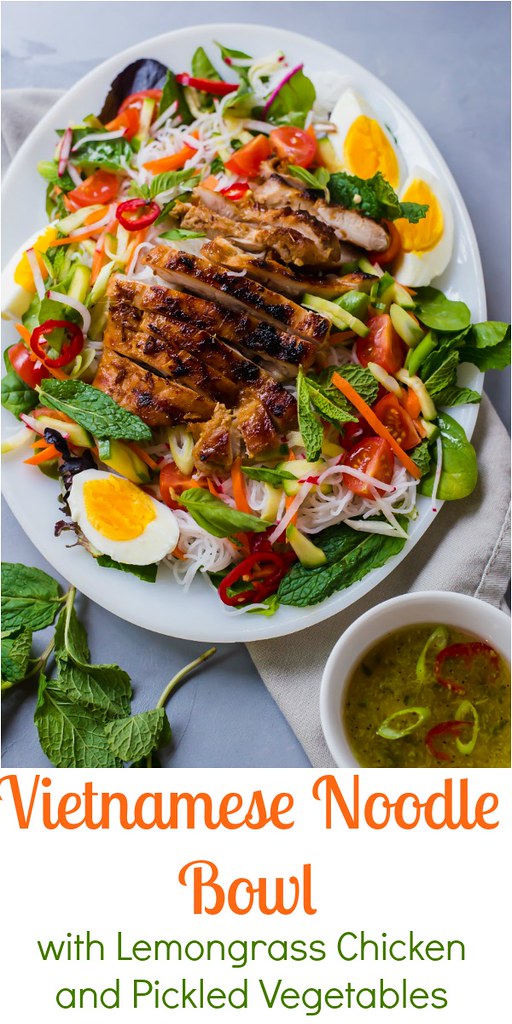 Rice Noodle Salad with Vietnamese Grilled Lemongrass Chicken and Pickled Vegetables